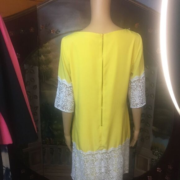 Gianni Bini Sheath Dress Yellow with Lace - Picture 4 of 10